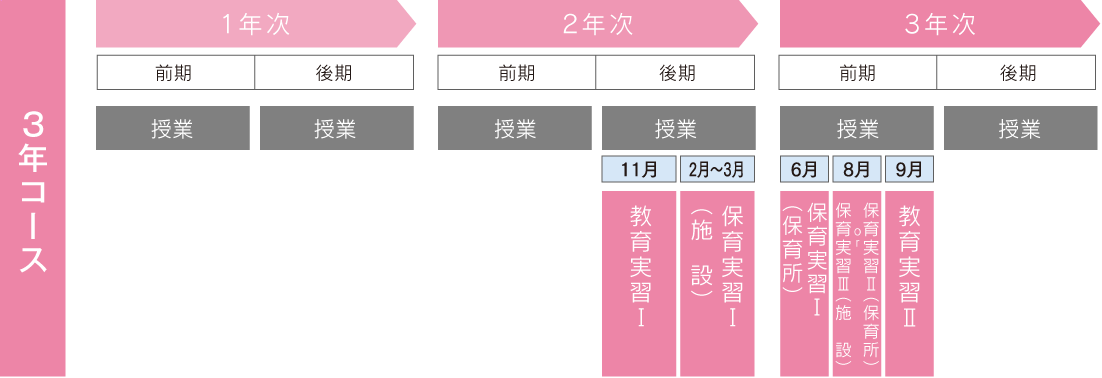 ３年コース学修の流れ