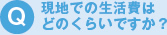 Q.現地での生活費はどのくらいですか？